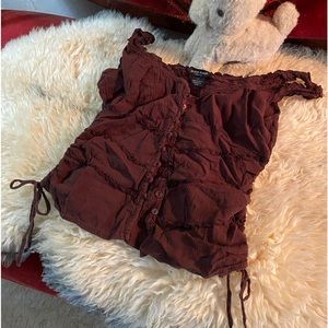 brown Guess corset style top with lace up sides